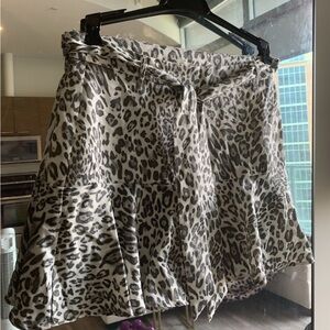 Glam Black Gray Leopard Print Skater Skirt Medium